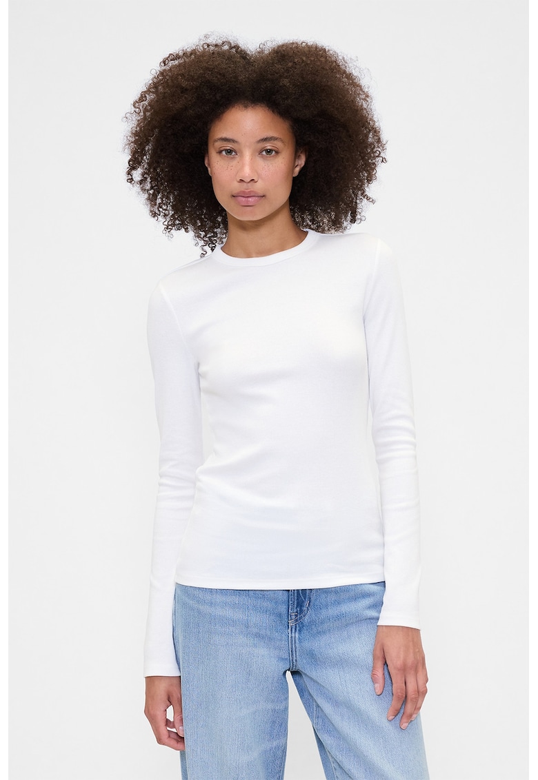 Bluza striata cu decolteu la baza gatului