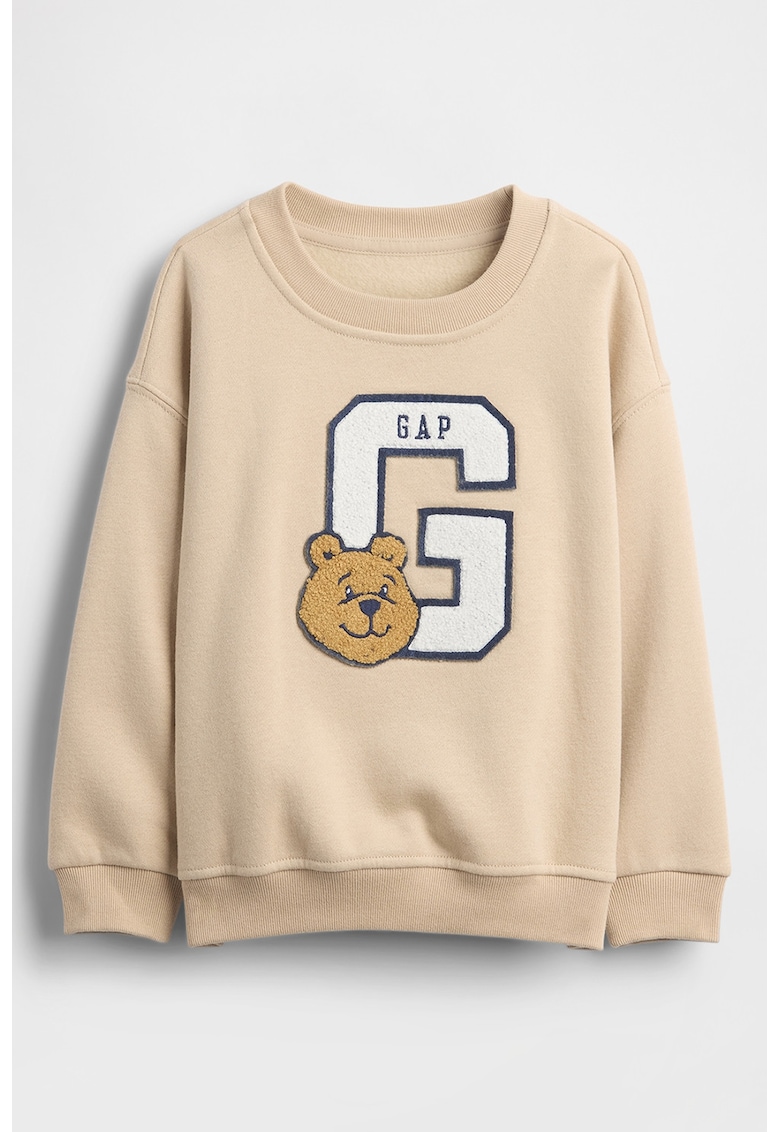 Bluza de trening cu decolteu rotund si aplicatie frontala