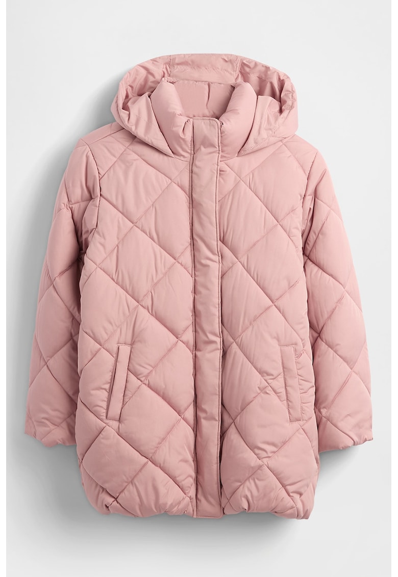 Geaca matlasata cu gluga - Roz prafuit