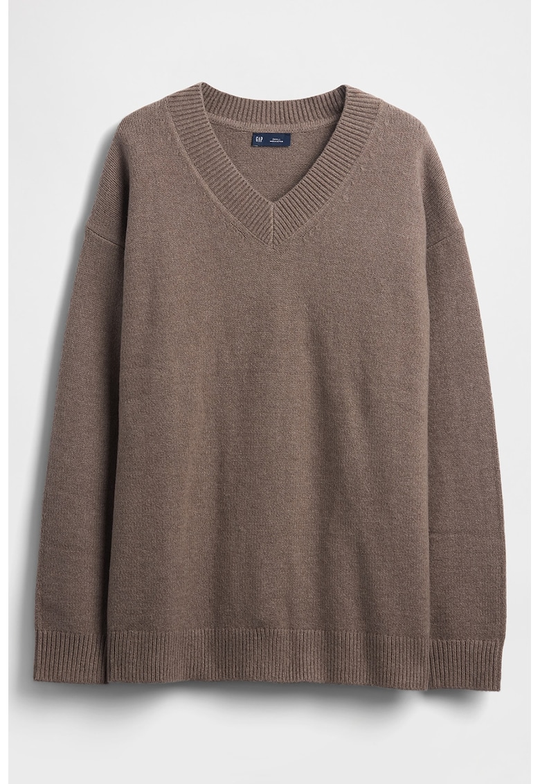 Pulover lejera cu decolteu in V si maneci cazute
