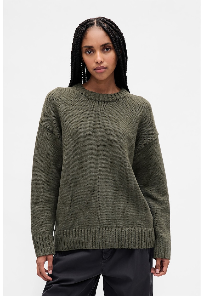 Pulover de bumbac cu maneci cazute