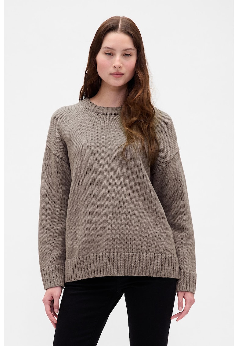 Pulover de bumbac cu maneci cazute