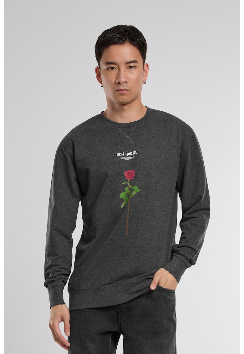 Bluza de trening cu imprimeu si decolteu la baza gatului