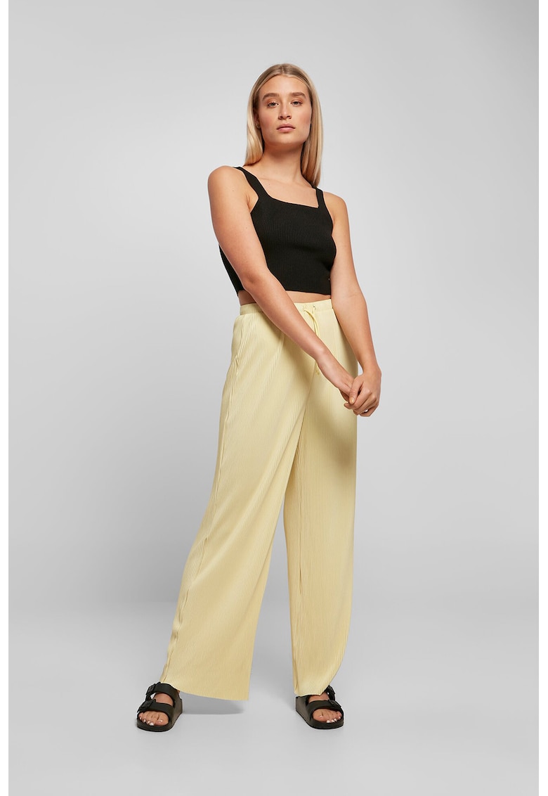 Pantaloni relaxed-fit cu snur ajustabil si striatii