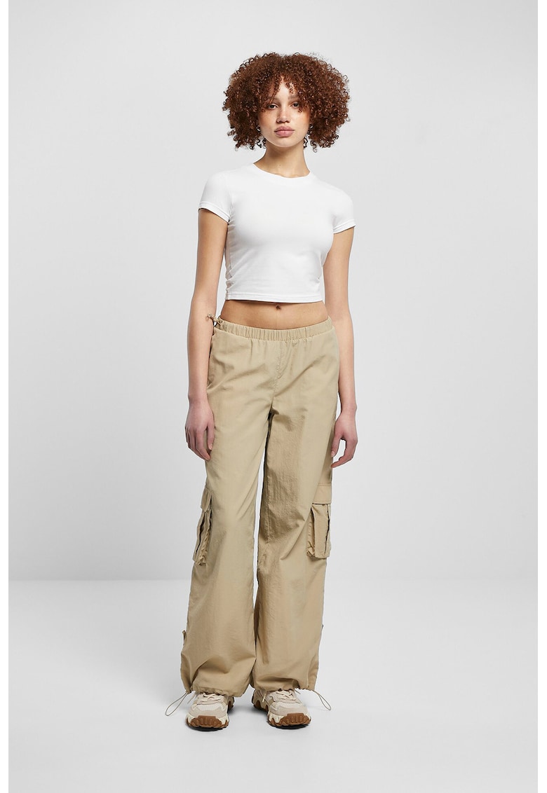 Pantaloni cargo cu talie medie - Maro camel