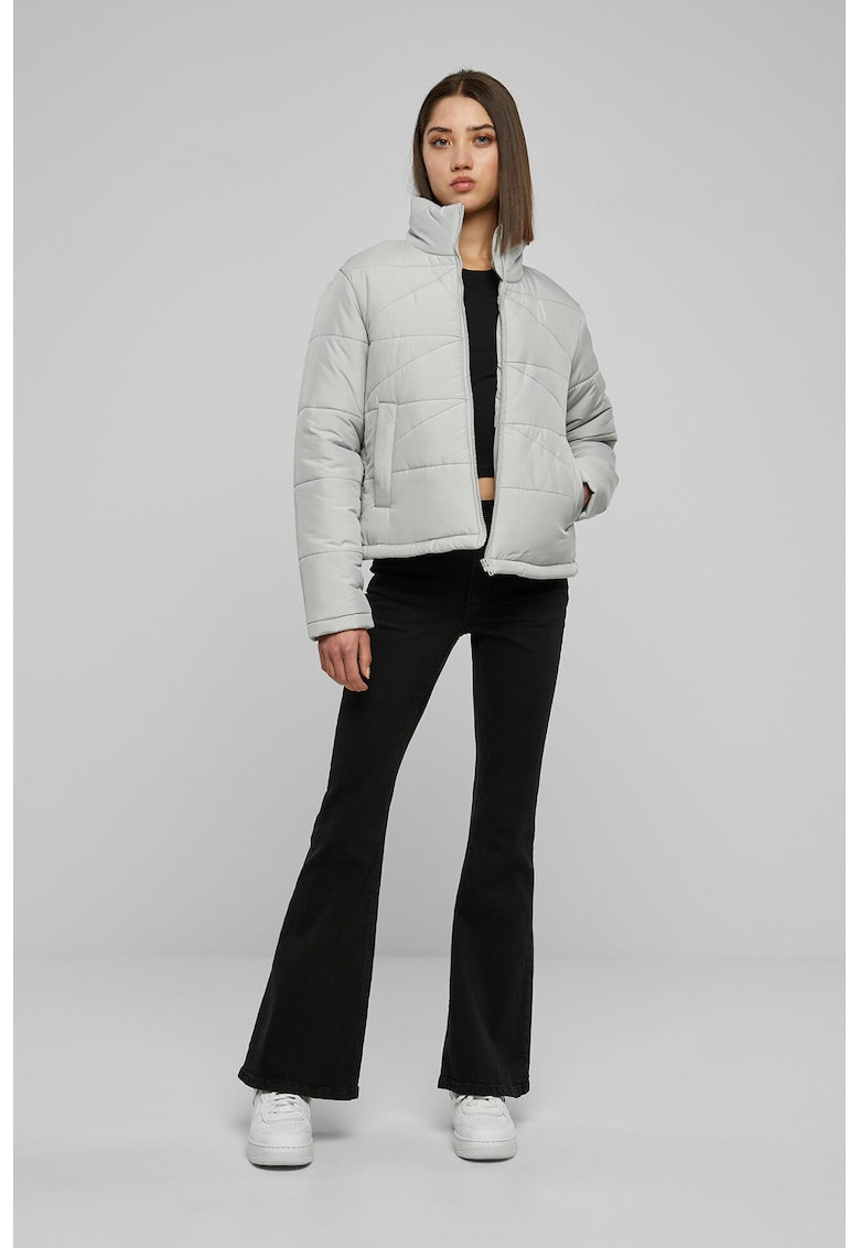 Jacheta regular-fit cu fermoar - Gri deschis