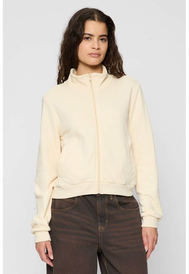 Jacheta cu fermoar si buzunare laterale - Maro camel