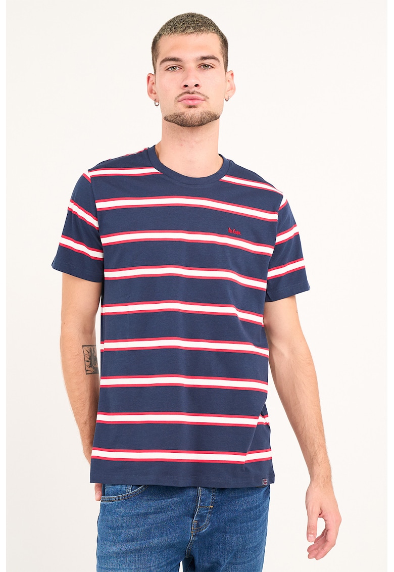 Tricou din bumbac cu dungi - Rosu/Alb optic/Bleumarin