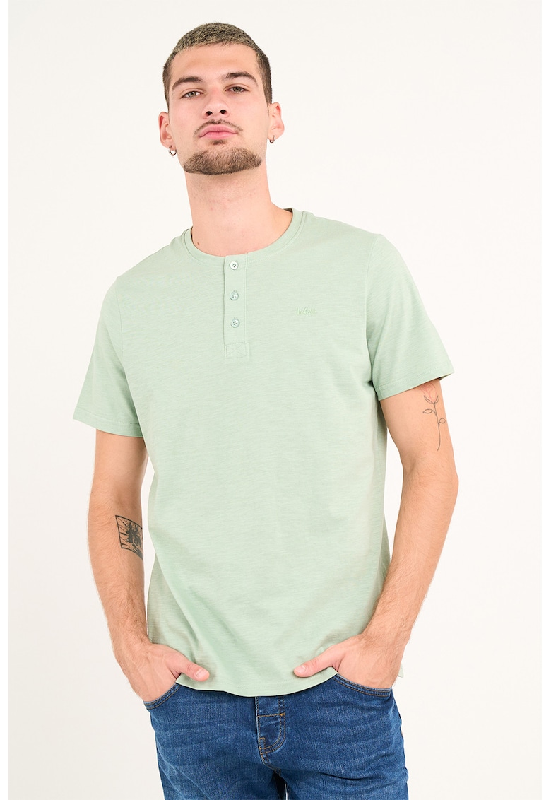 Tricou regular-fit cu model uni - Verde pal