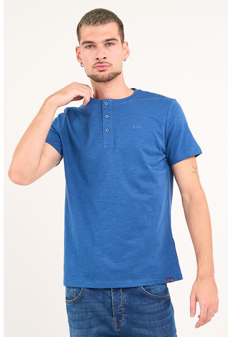 Tricou regular-fit cu model uni - Albastru