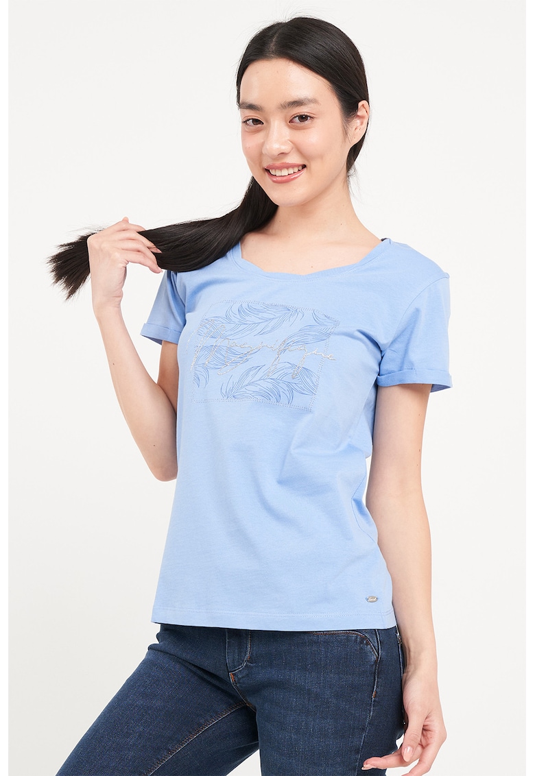 Tricou cu imprimeu si decolteu rotund