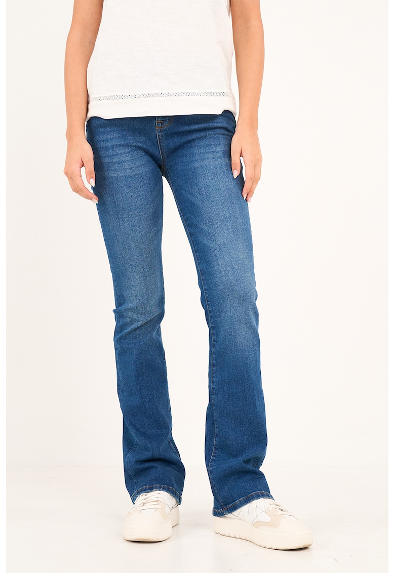 Blugi evazati cu talie medie - Albastru inchis