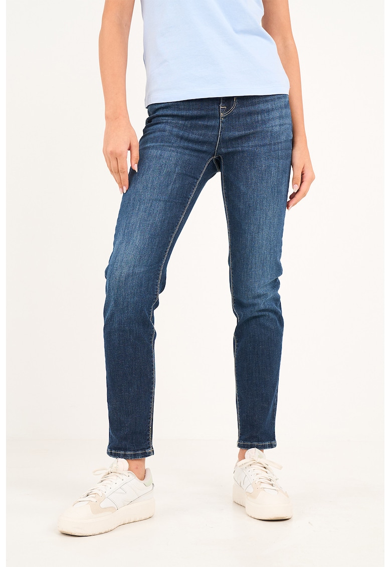 Blugi skinny cu aspect decolorat - Albastru inchis