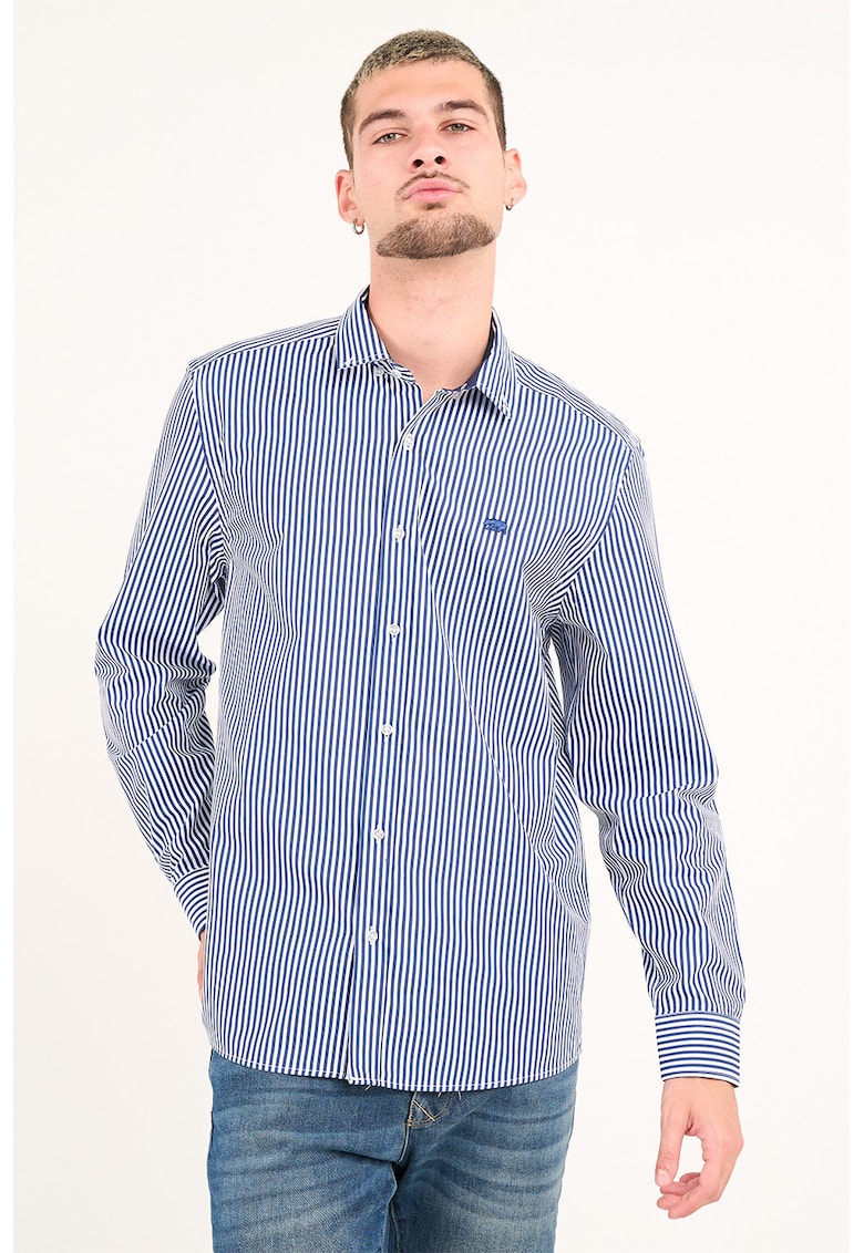 Camasa regular-fit din bumbac cu dungi - Albastru inchis