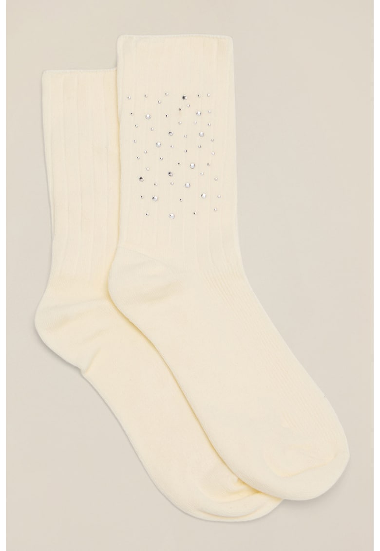 Set de sosete lungi cu aplicatii din strasuri - 2 perechi