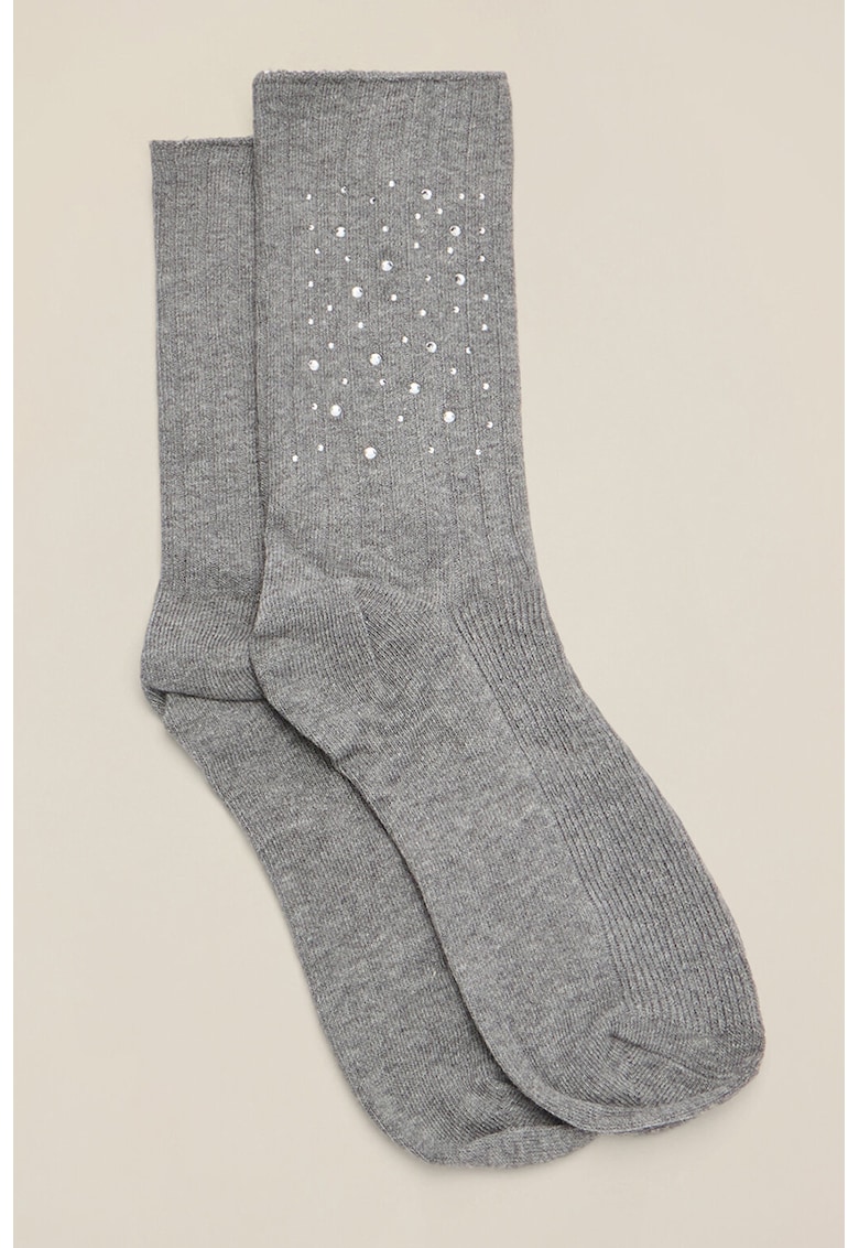 Set de sosete lungi cu aplicatii din strasuri - 2 perechi