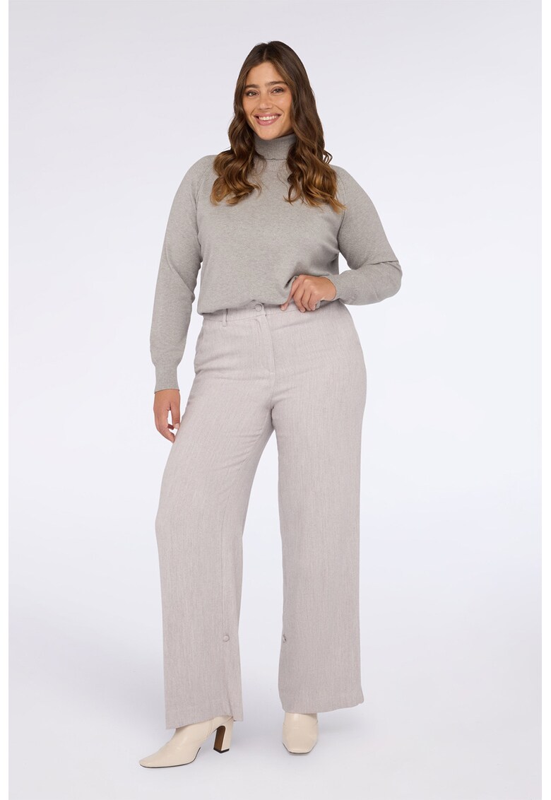 Pantaloni cu croiala ampla si talie inalta - Gri cenusiu