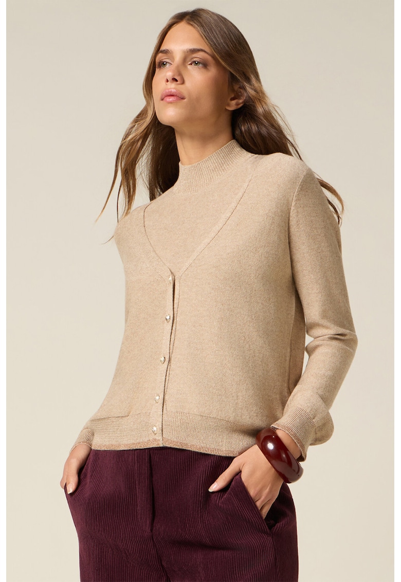 Cardigan uni cu decolteu in V