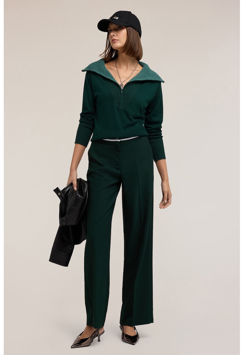 Pulover din amestec de lana si casmir cu fenta cu fermoar