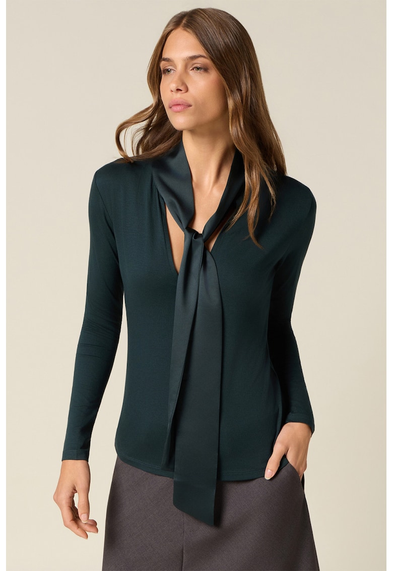 Bluza slim-fit cu funda din panglici