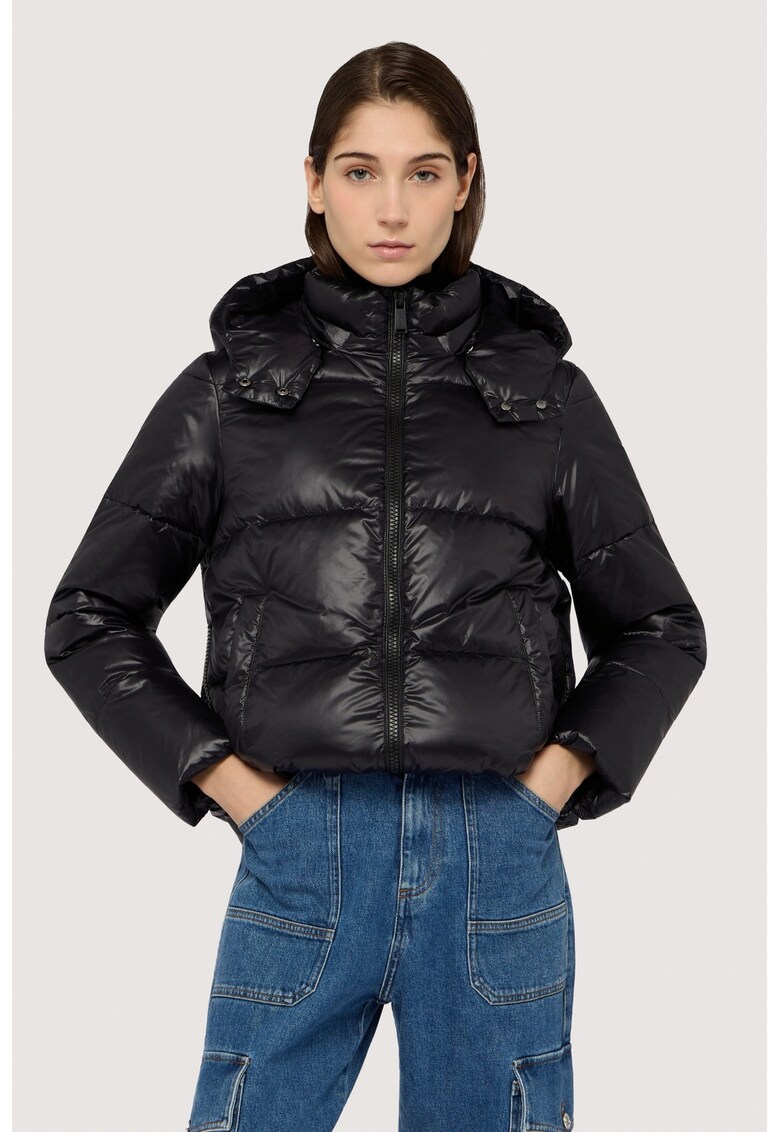 Geaca cu vatelina si gluga - Negru