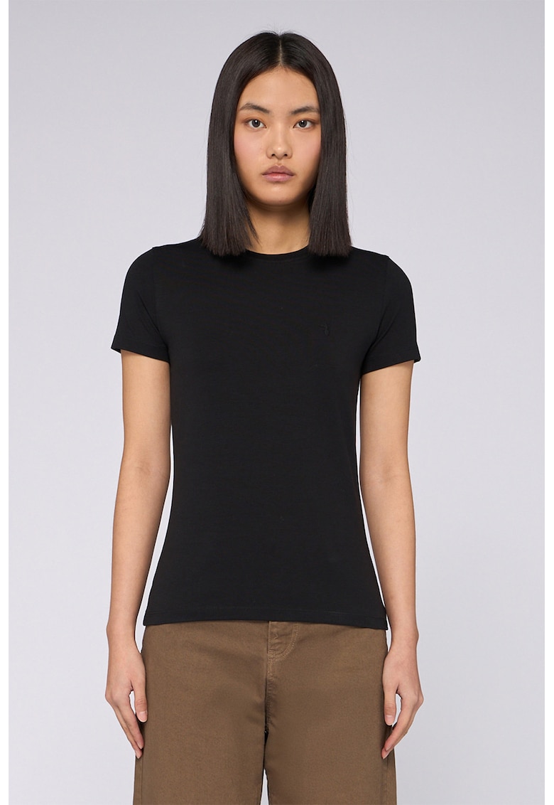 Trussardi Tricou slim fit cu decolteu la baza gatului - Negru
