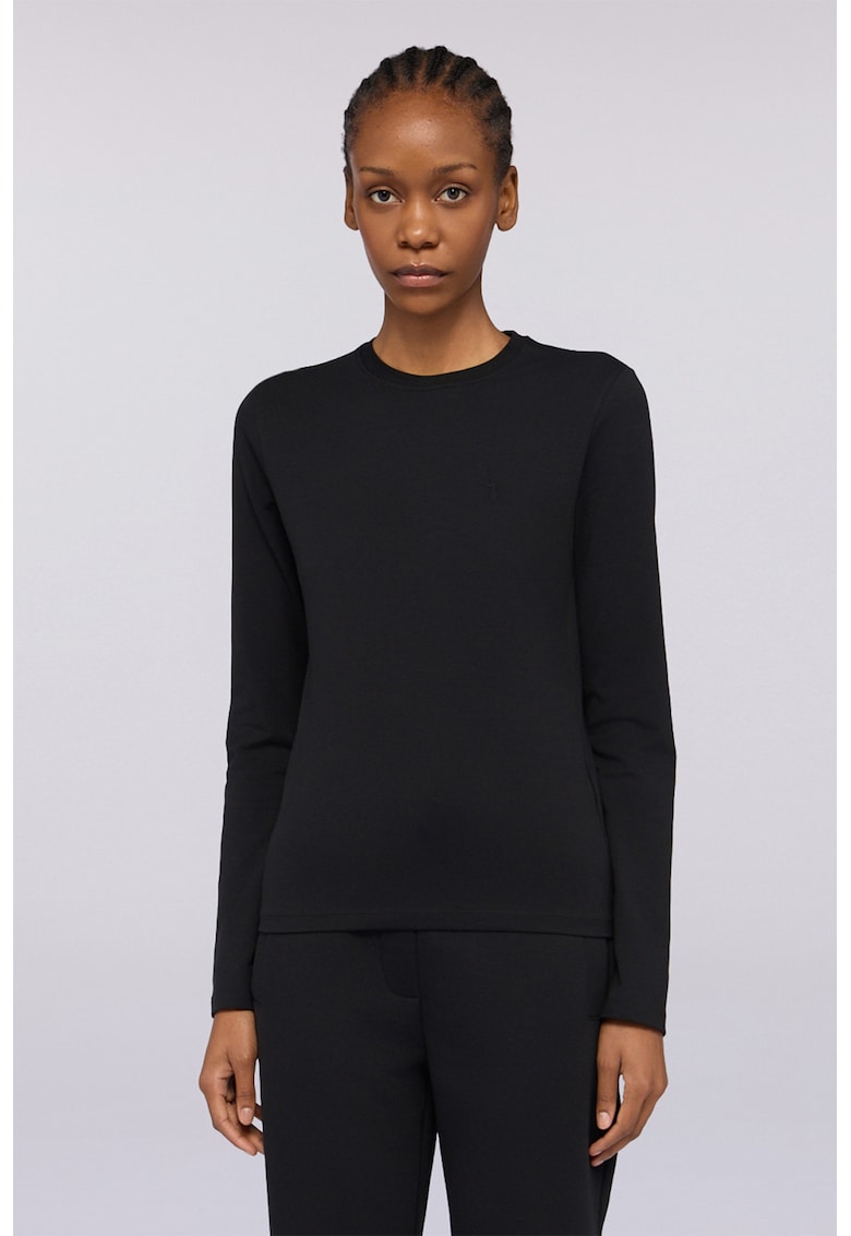 Bluza regular-fit cu decolteu la baza gatului - Negru