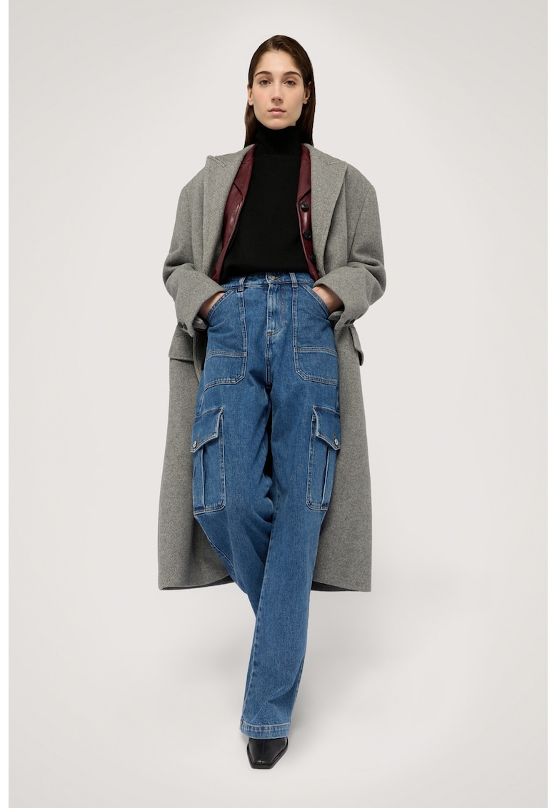 Vesta tricotata din amestec de lana cu guler inalt