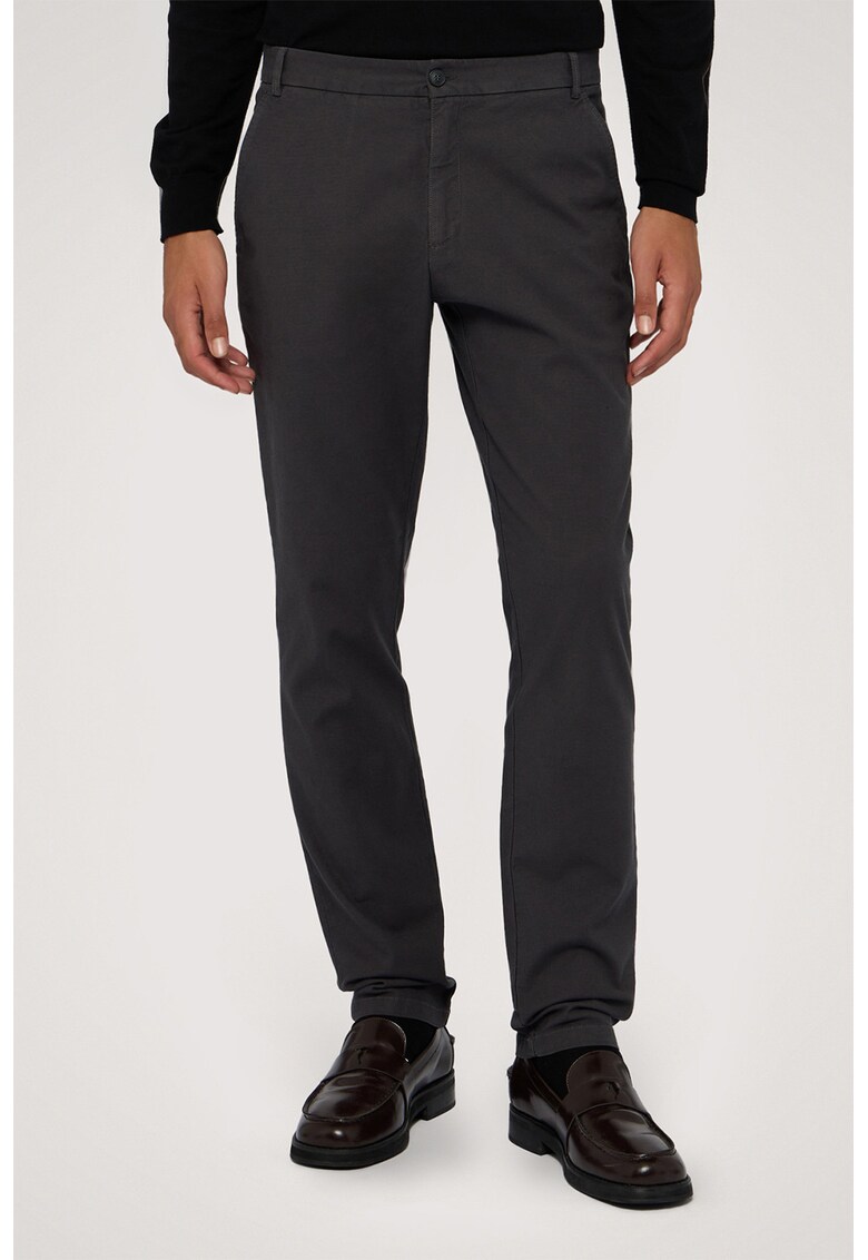 Pantaloni chino cu talie medie - Negru stins