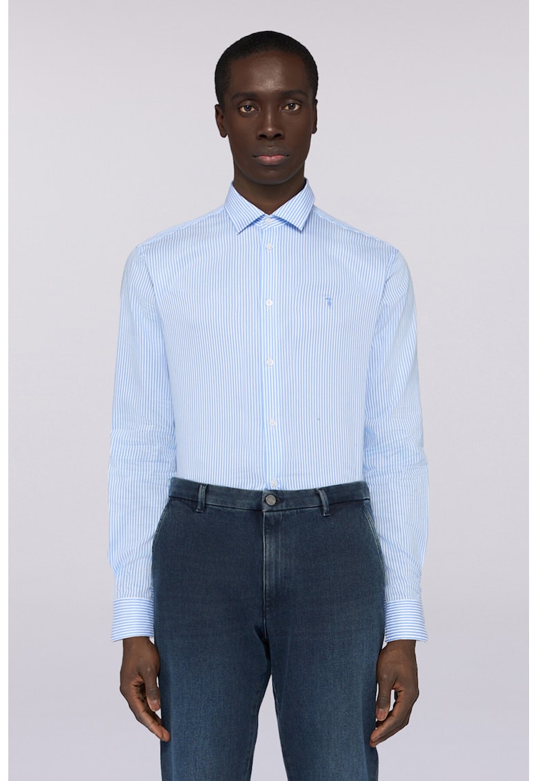 Camasa regular fit cu dungi - Alb/Albastru deschis