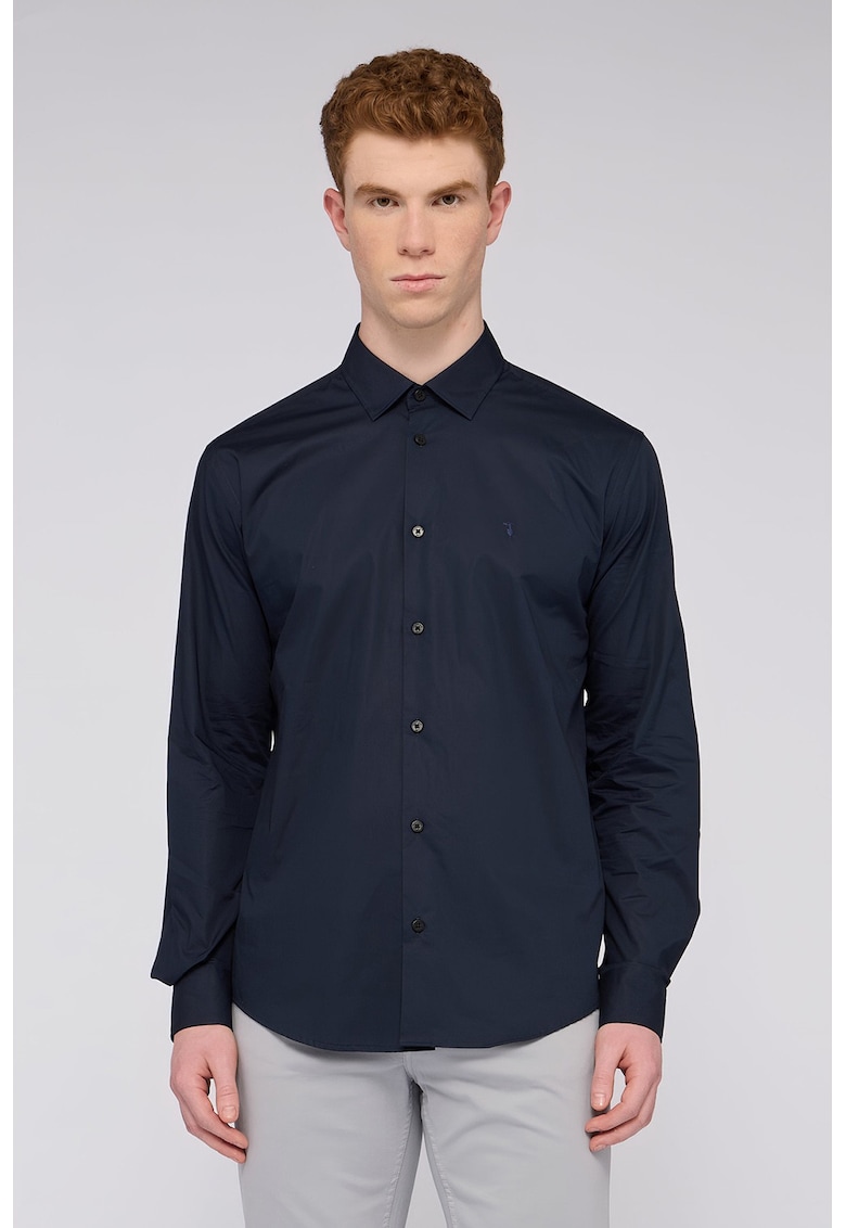 Camasa uni de bumbac - Albastru ultramarin