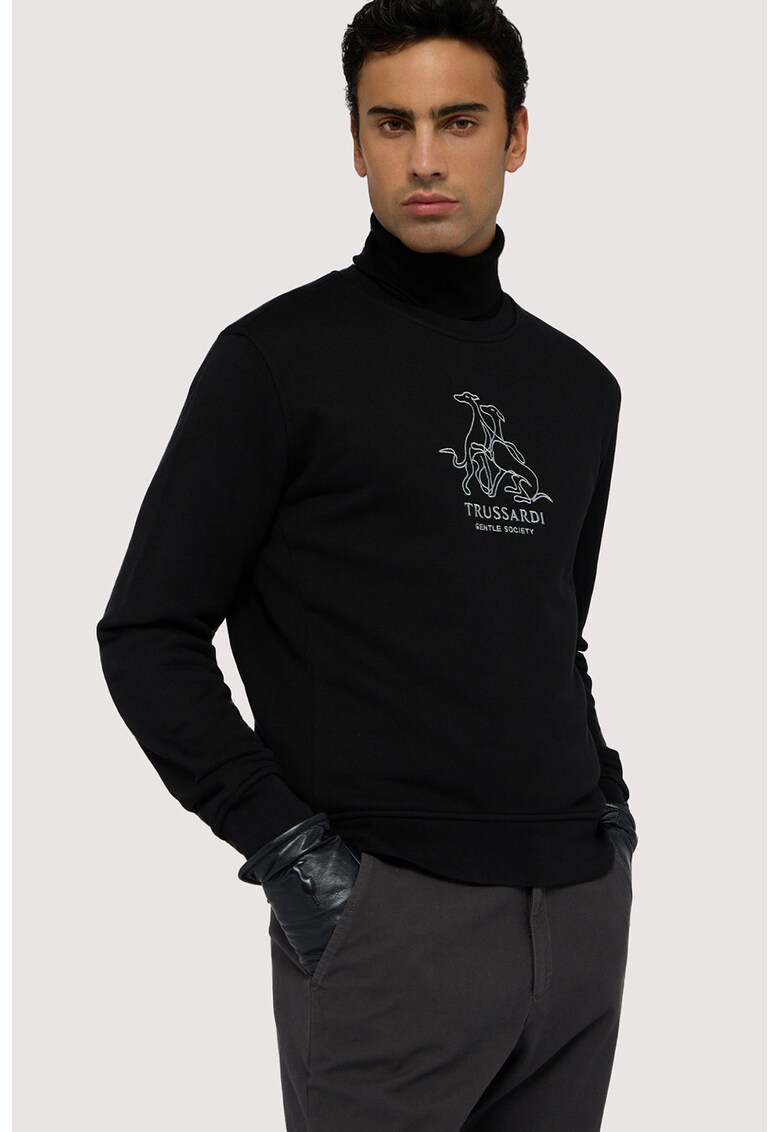 Bluza de trening cu logo brodat - Alb/Negru