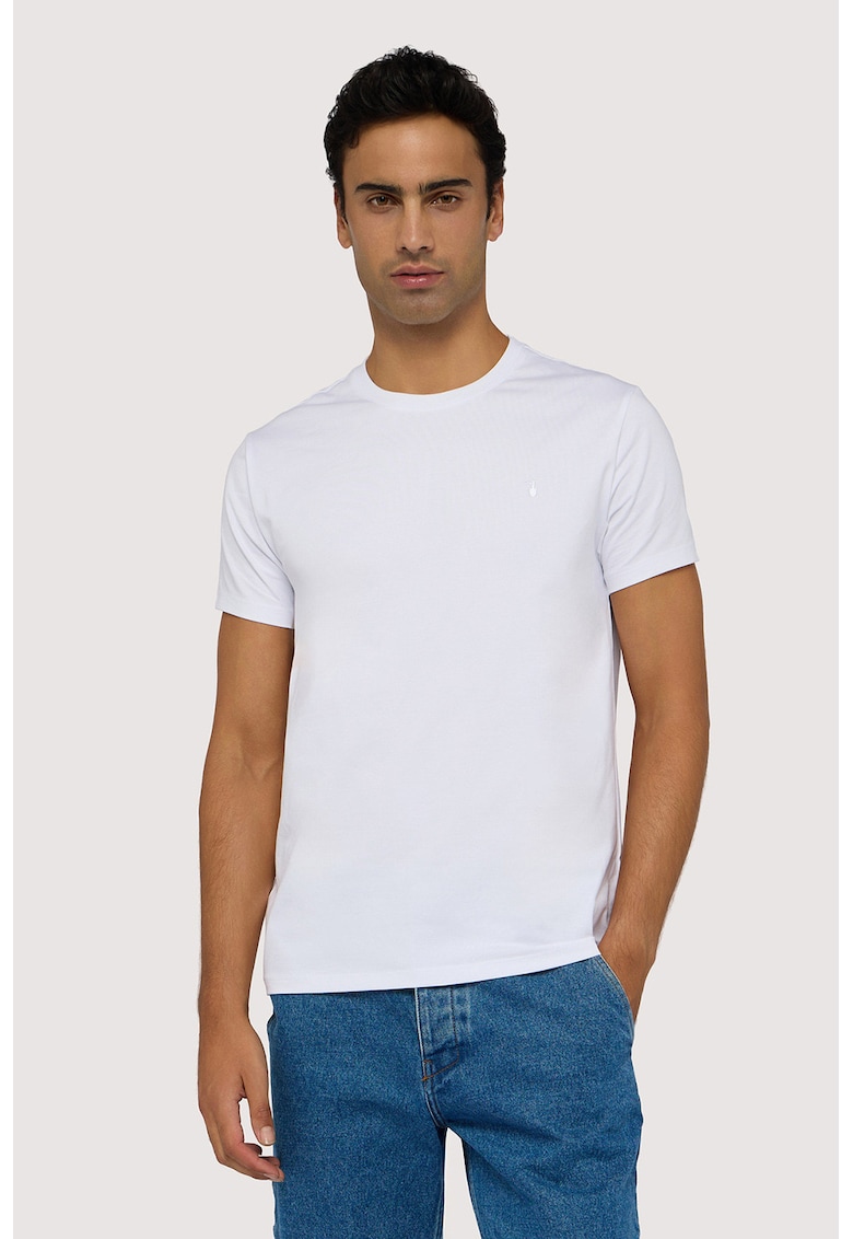 Tricou regular fit cu model uni - Alb optic
