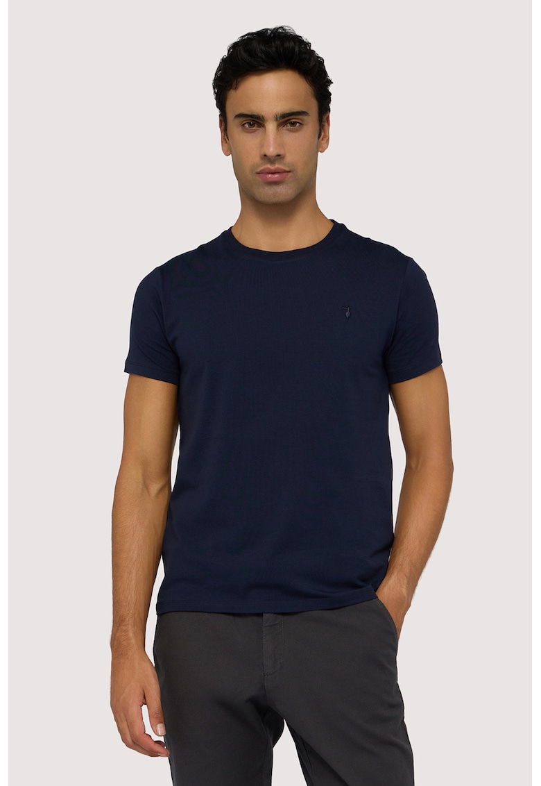 Tricou regular fit cu model uni - Bleumarin
