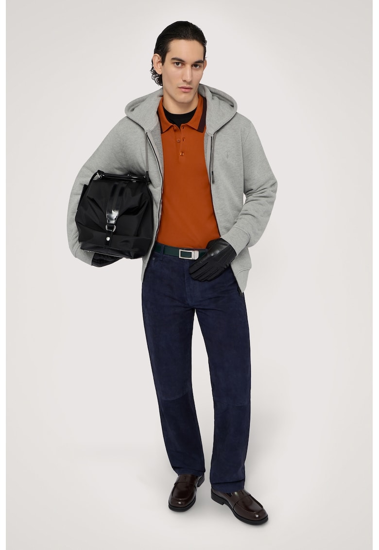 Pulover polo cu fenta cu nasturi