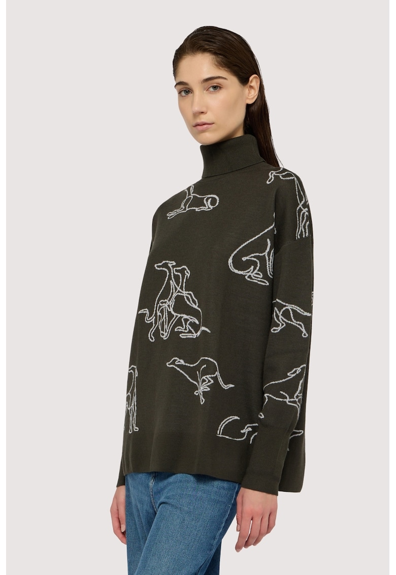 Pulover lejer din amestec de lana cu guler inalt