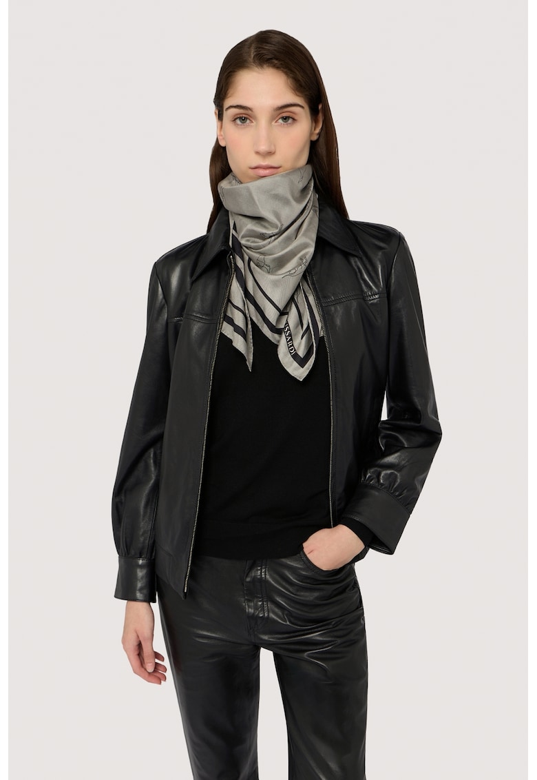 Trussardi Pulover cu decolteu rotund si model uni - Negru