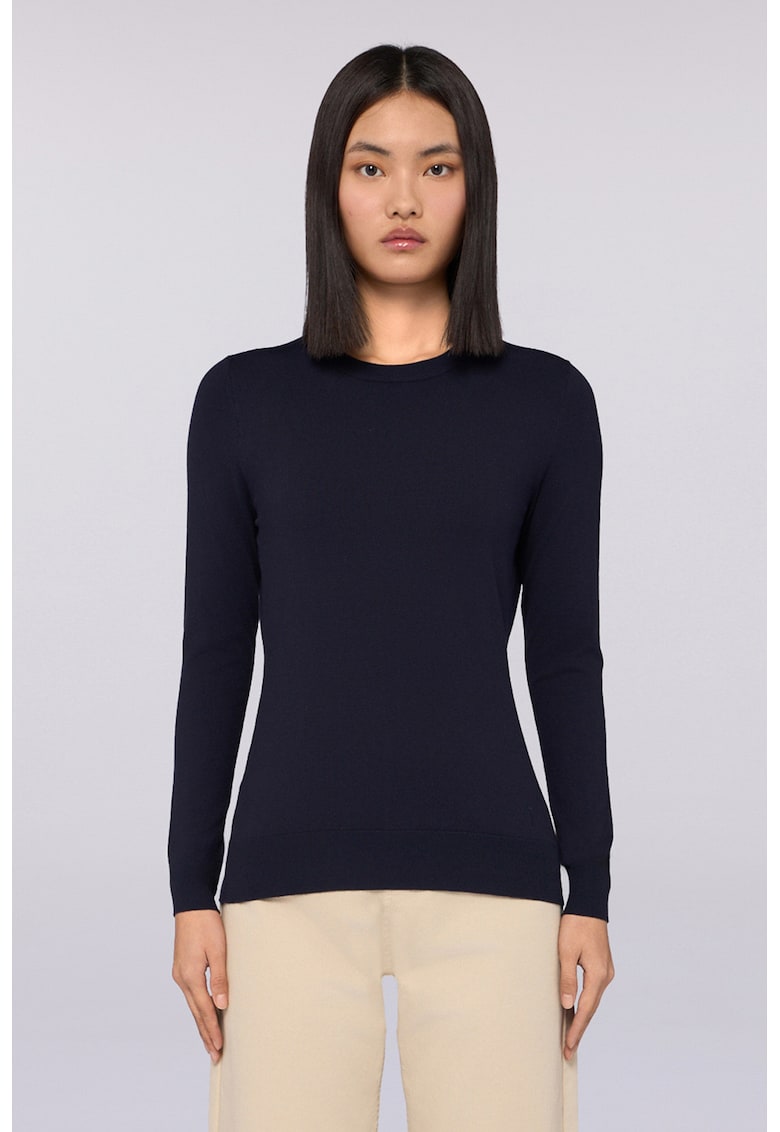 Pulover uni cu decolteu la baza gatului - Bleumarin