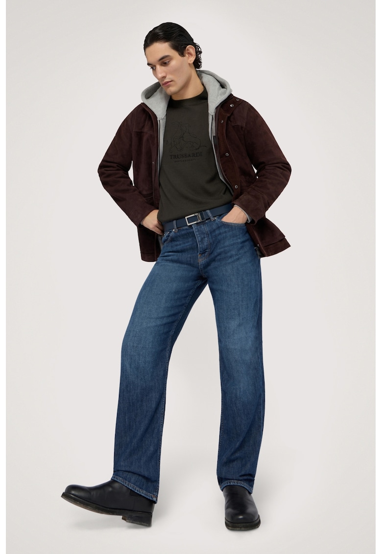 Pulover din amestec de lana cu imprimeu logo