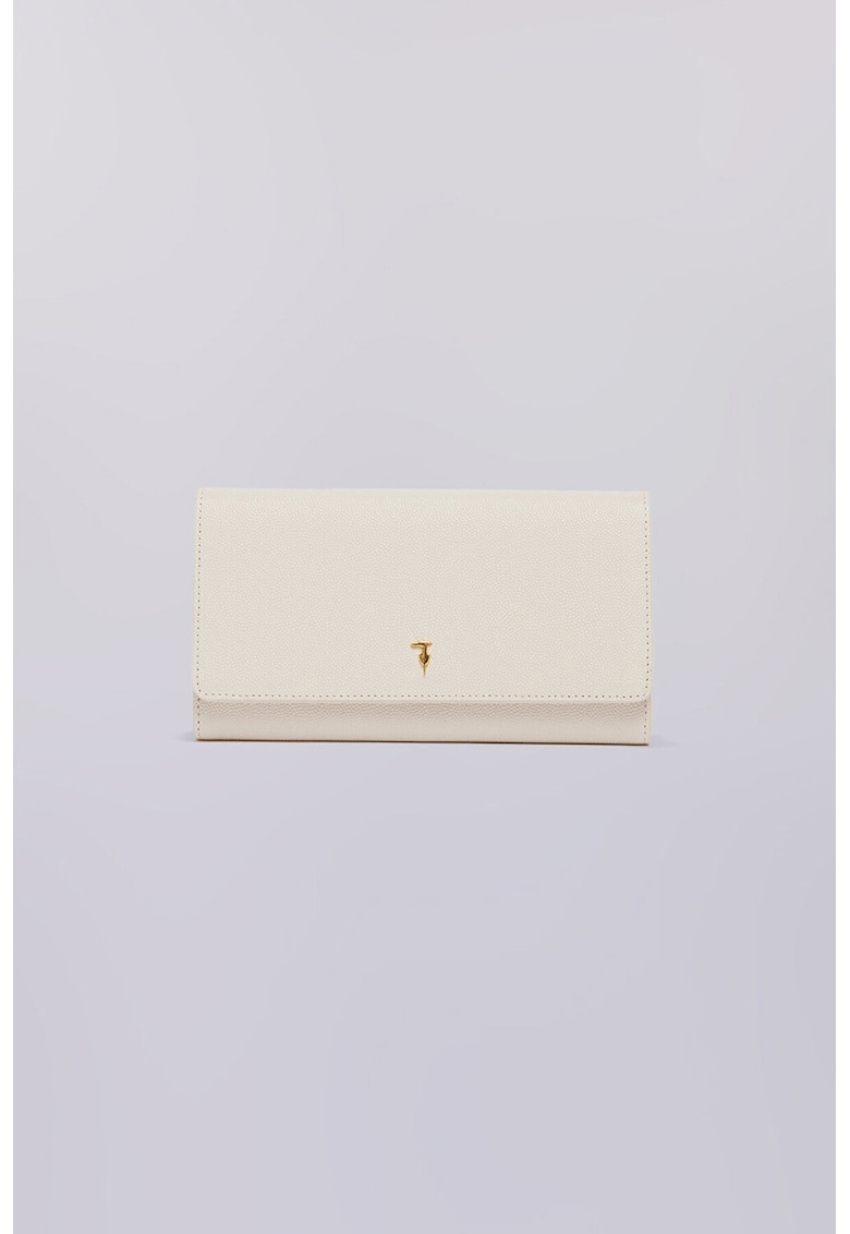 Portofel de piele cu logo - Alb murdar