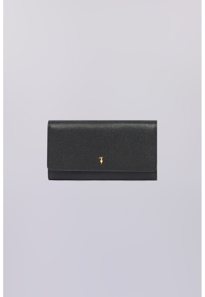 Portofel de piele cu logo - Negru