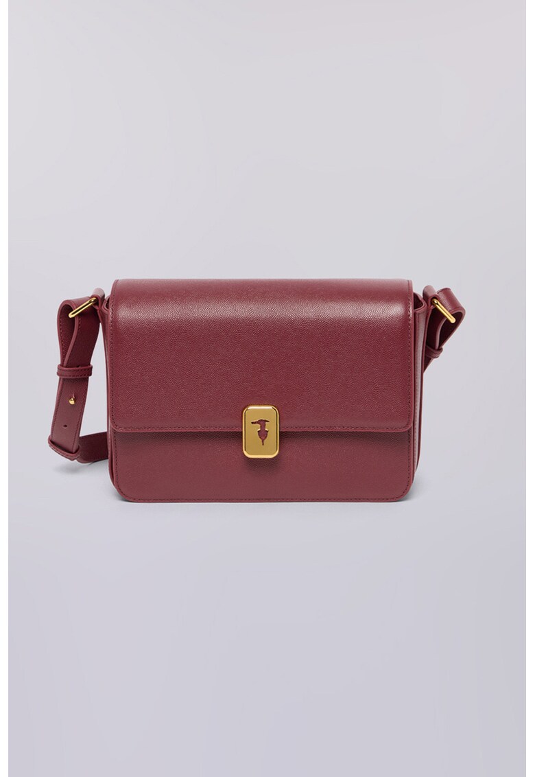 Geanta crossbody de piele cu logo - Rosu