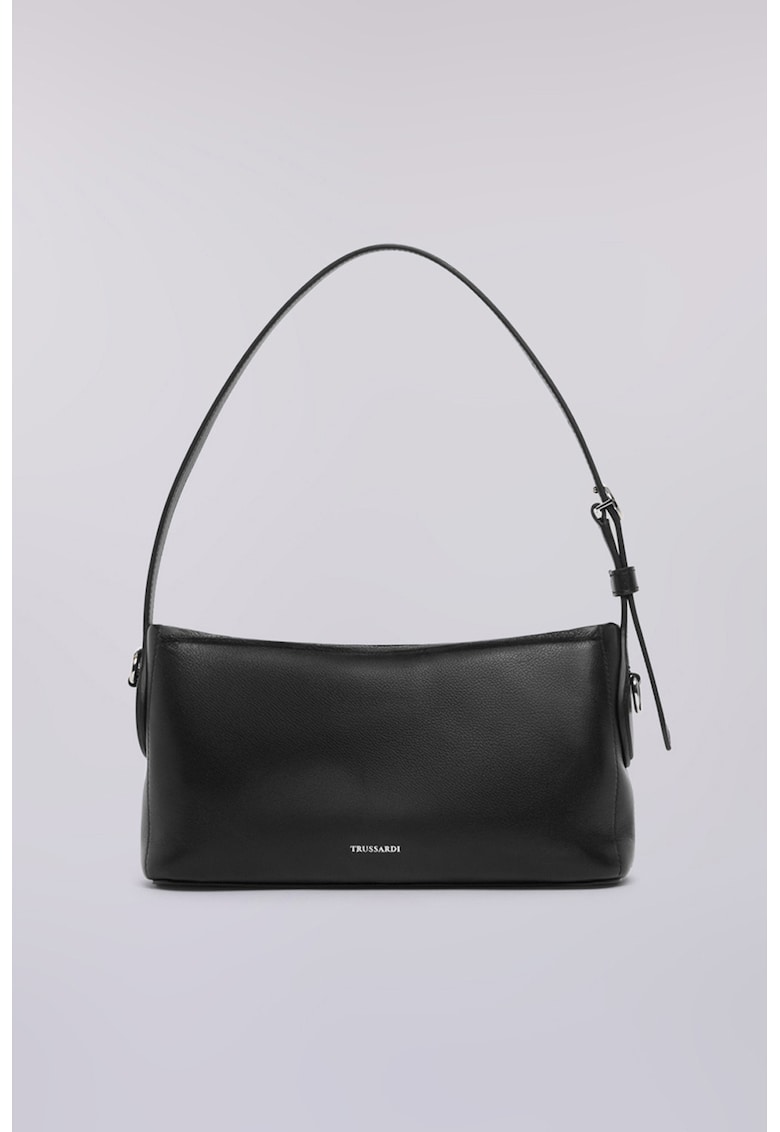 Geanta din piele cu maner si logo