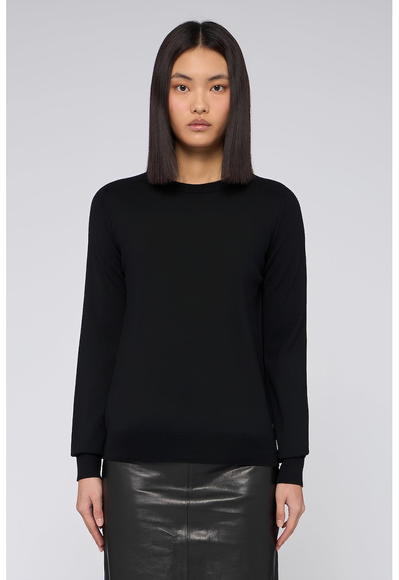 Pulover din lana virgina cu decolteu la baza gatului