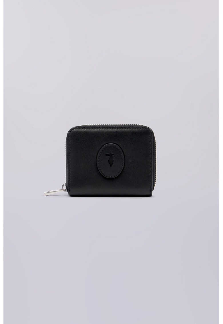 Portofel din piele cu fermoar - Negru