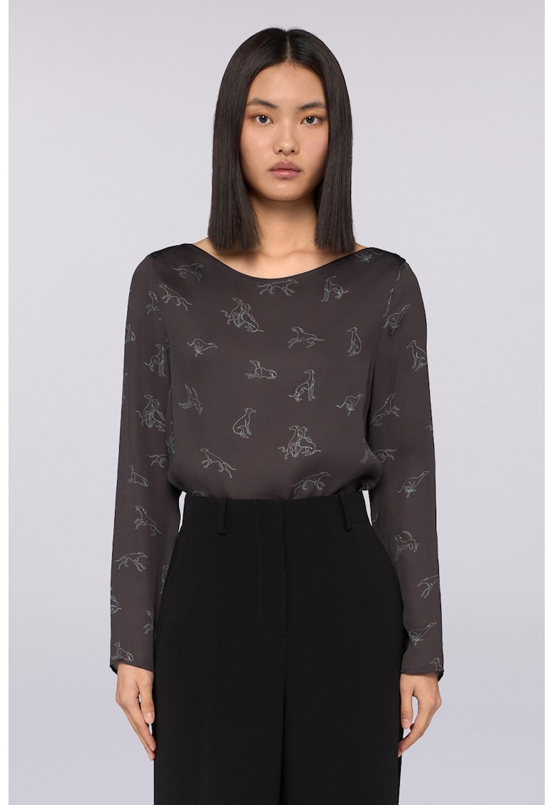 Bluza cu decolteu rotund si imprimeu