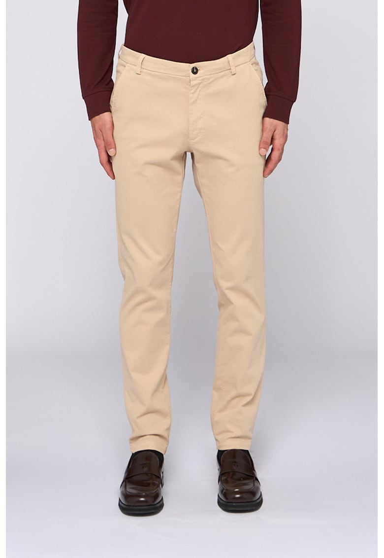 Trussardi Pantaloni chino slim fit cu talie medie - Bej deschis