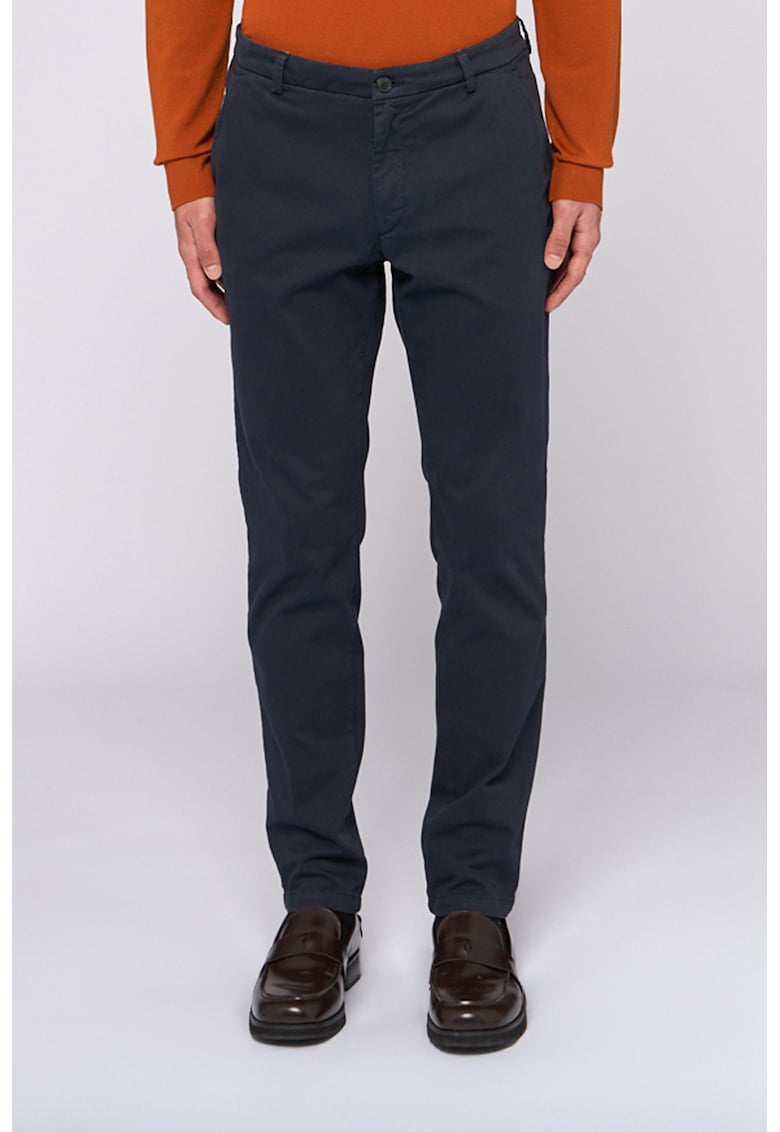 Trussardi Pantaloni chino slim fit cu talie medie - Albastru inchis