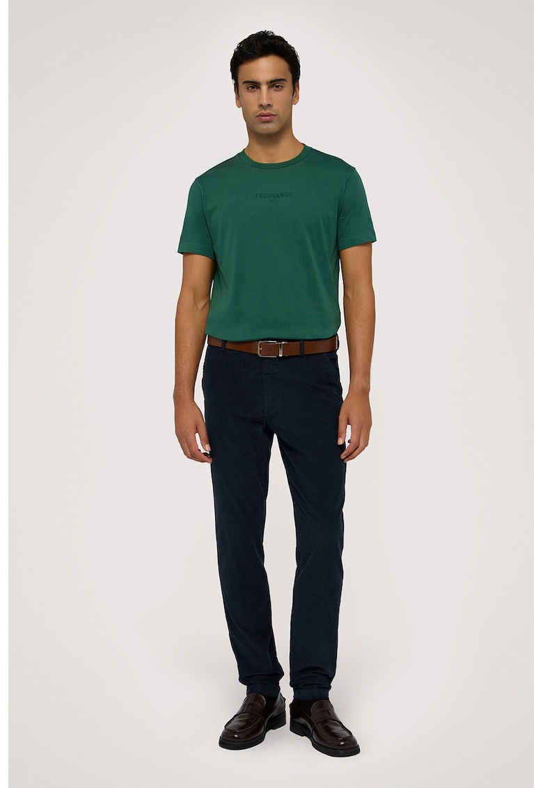 Trussardi Pantaloni din amestec de bumbac cu model uni - Albastru inchis