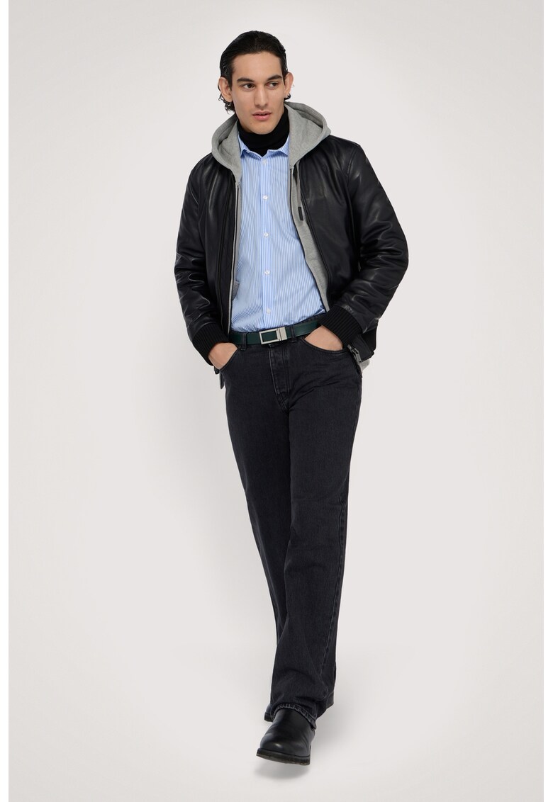 Blugi cu croiala dreapta si talie medie - Negru stins